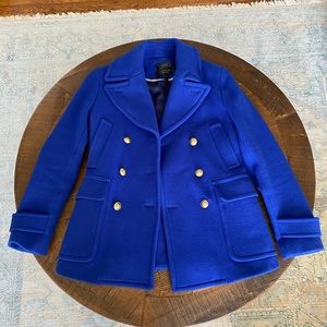 J crew Stadium cloth wool coat in blue